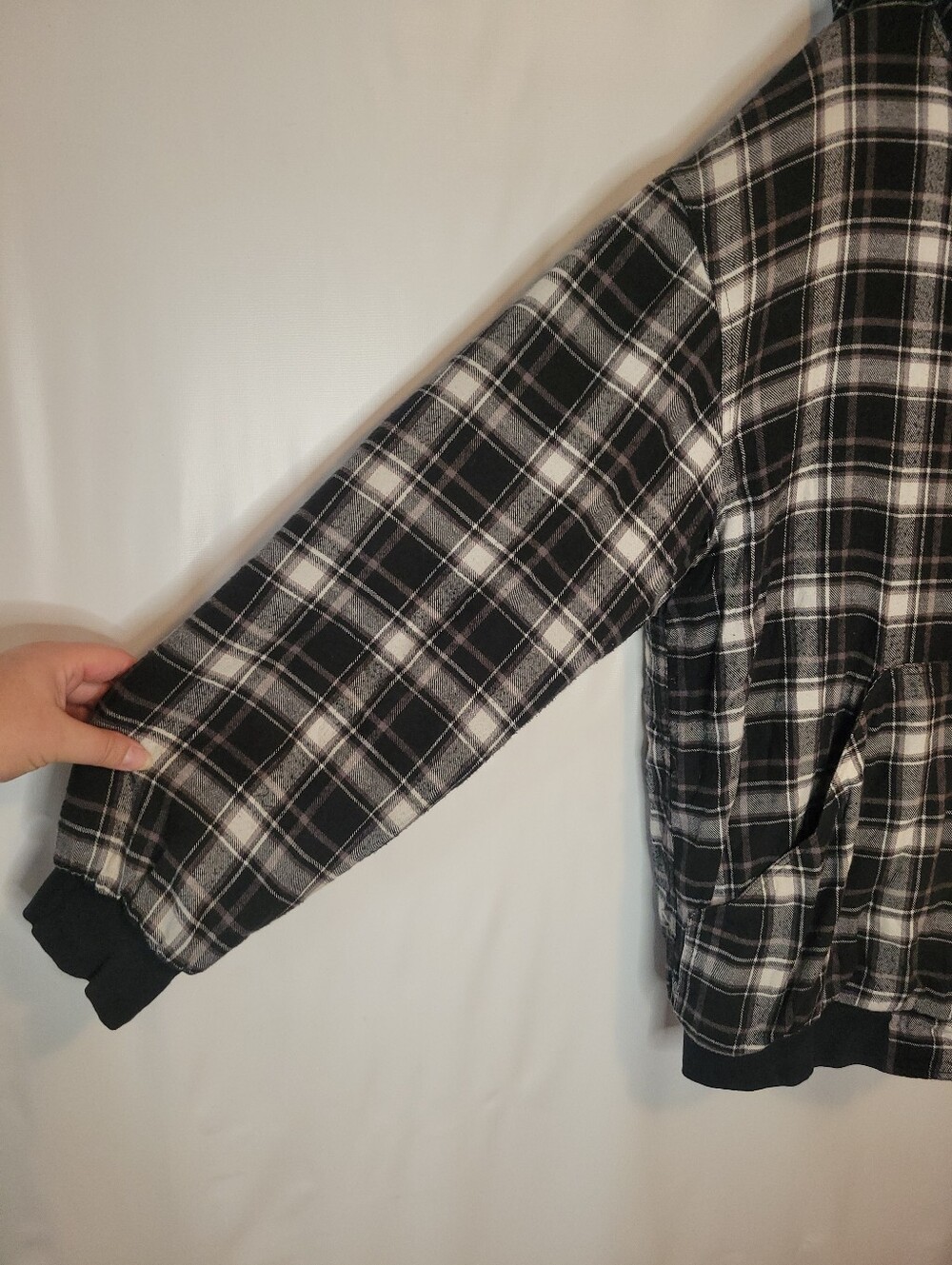 Dickies Black & White Plaid Hooded Quilted Bomber Jacket - Picture 4 of 11